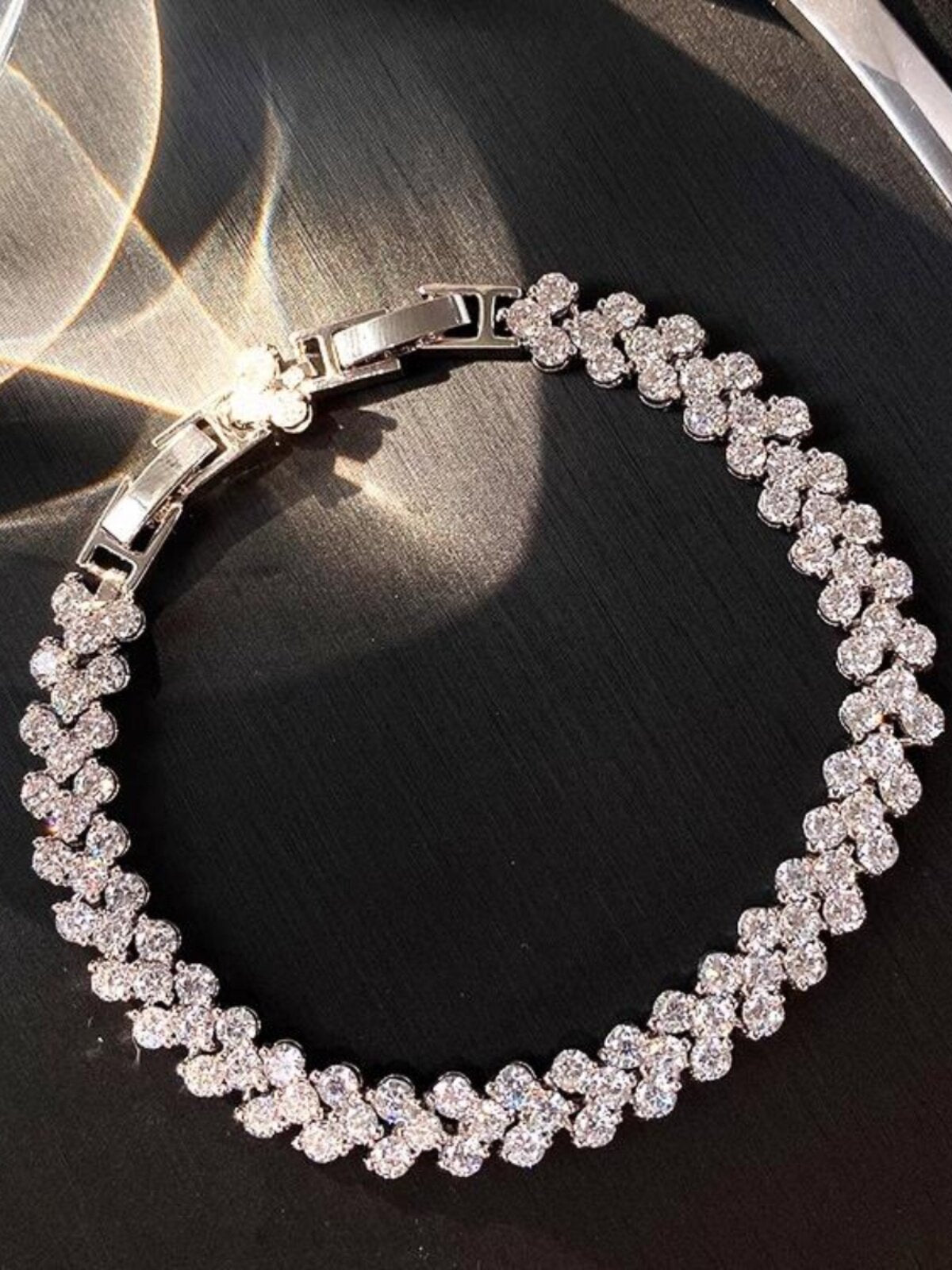Heart Moissanite Plated Silver Bracelet