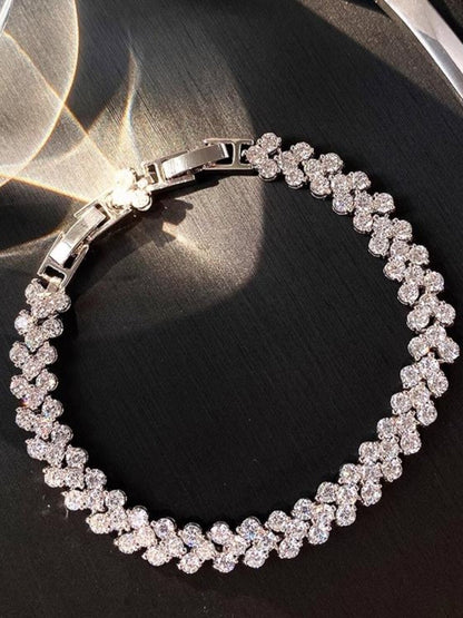 Heart Moissanite Plated Silver Bracelet