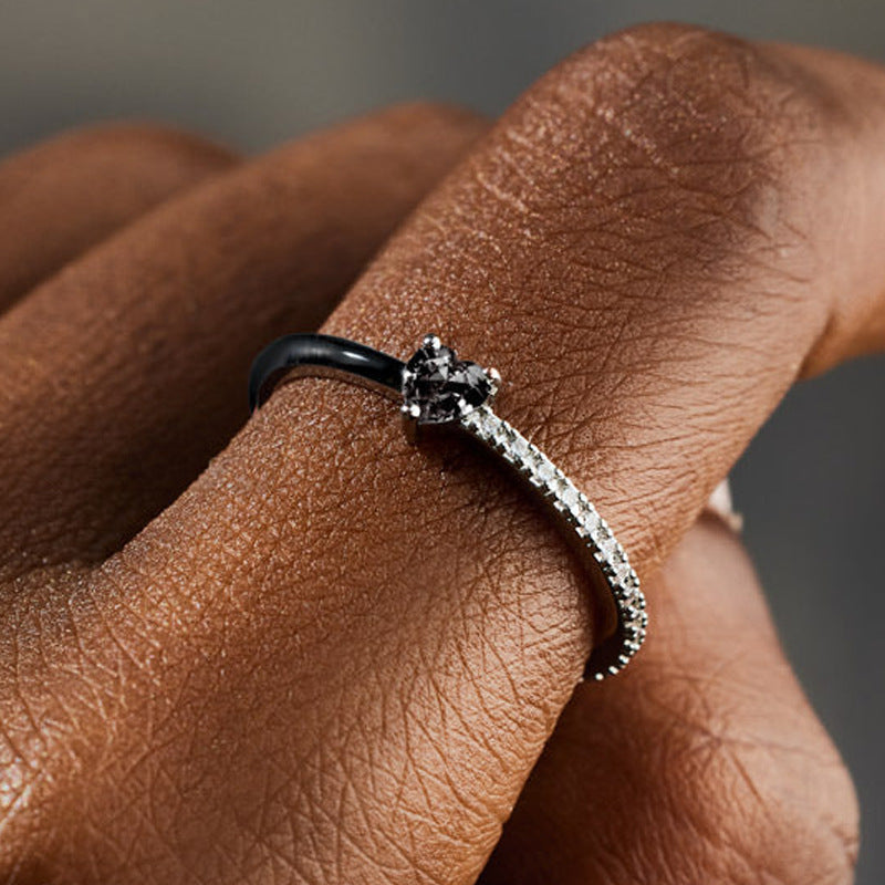 Zircon Heart Two-Tone Ring