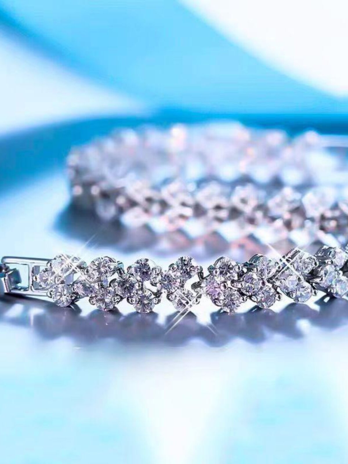 Heart Moissanite Plated Silver Bracelet