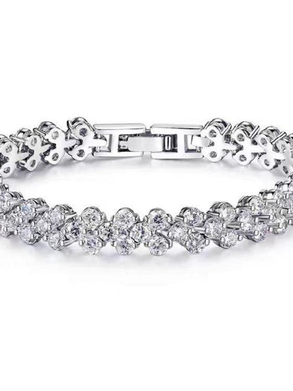 Heart Moissanite Plated Silver Bracelet